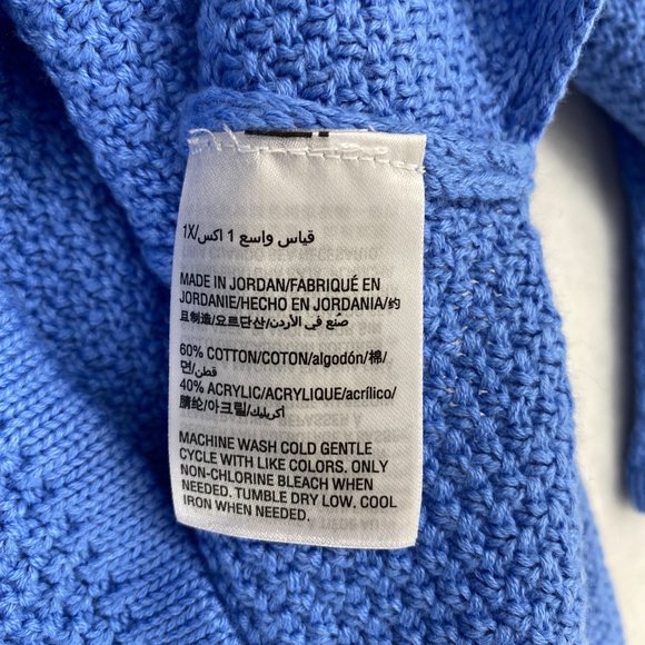 Charter Club Sweater Womens Plus Blue Seed Stitched Scoop Neck Tunic Pullover - Picture 7 of 7